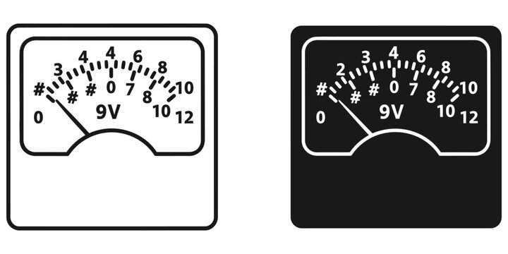 Analog voltmeter gauge with needle pointing to low voltage against white background for concept of measurement