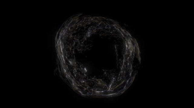 Transparent water ring vortex seamless loop on black background 4K