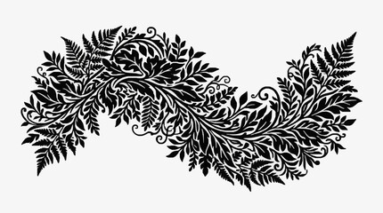 Elegant black and white fern leaf decorative pattern. © Topan
