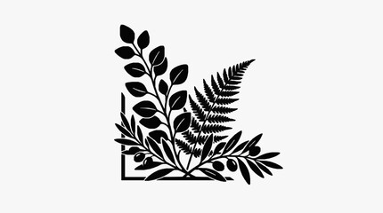 Elegant black and white fern leaf illustration. © Topan