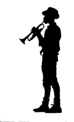 Naklejka premium PNG Silhouette musician playing trumpet