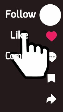 Animation of social media call to action, good for engagement, the animation is about ask or invite audience to follow, like, comment, save and share, download now thank you
