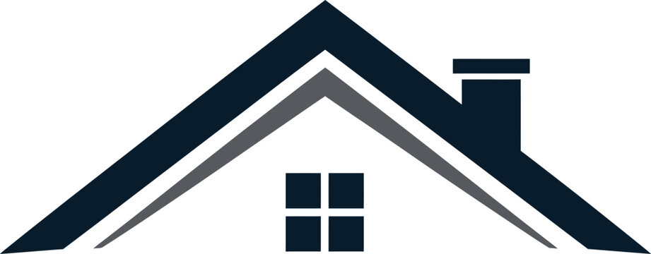 Minimalist house roof logo icon with chimney and window Vector, illustration