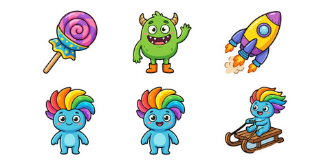 Fototapeta premium Halloween candy and monster friends cartoon characters