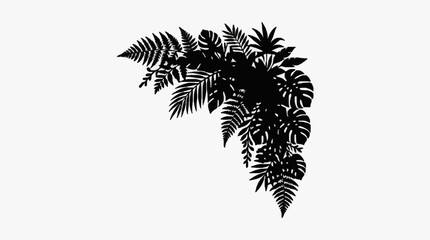 Elegant black tropical fern leaves silhouette design. © Alisya