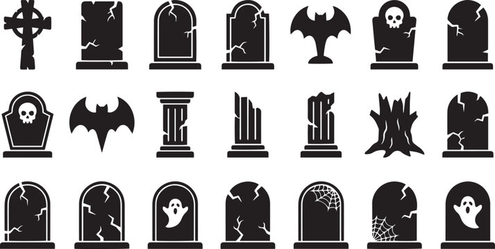 black and white church icons set