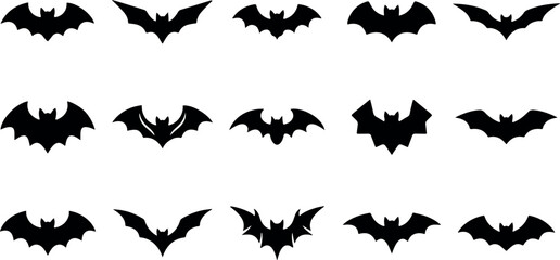 Fototapeta premium Halloween bat silhouette bundle set collection on white background for spooky decorations