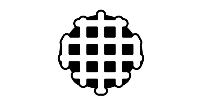 Minimalist Waffle Icon - Black and White Graphic Design