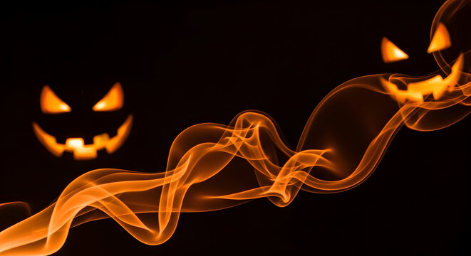 Halloween jack o lantern pumpkin with flame