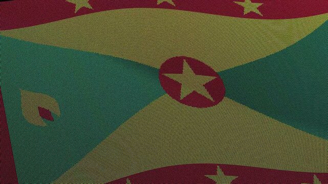 Grenada Flag Digital Particle Waving Seamless Loop Animation on Black Background
