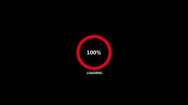 Minimalist red progress loading bar circle at eighty one percent a simple circular indicator showing eighty-one status on a black background status indicator interface wait pending