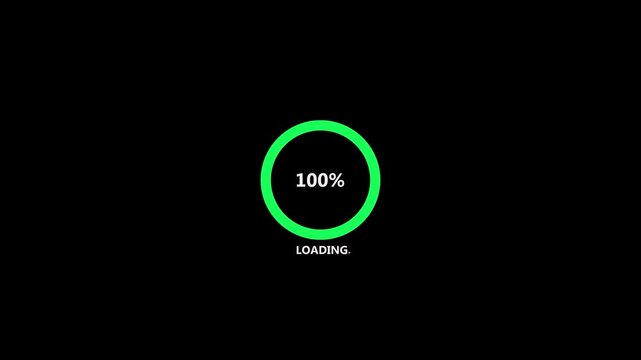Minimalist green progress loading bar circle at eighty one percent a simple circular indicator showing eighty-one status on a black background status indicator interface wait pending