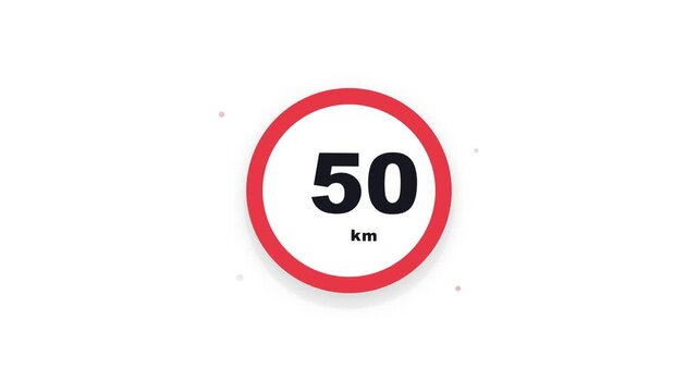 Red and white speed limit 50 km sign