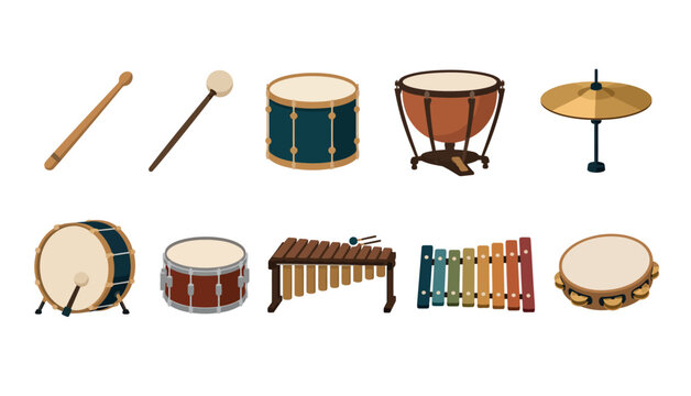 Drums and percussion musical instruments.