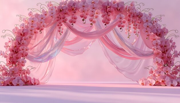 Pastel Pink Archway Canopy with Bottom Copy Space