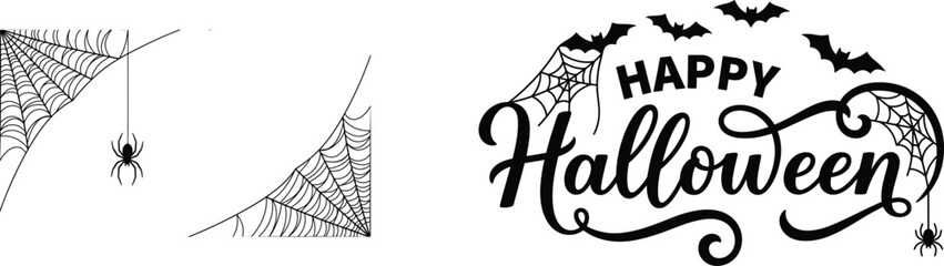 Happy halloween day greeting with spider webs and bats © Shahinur