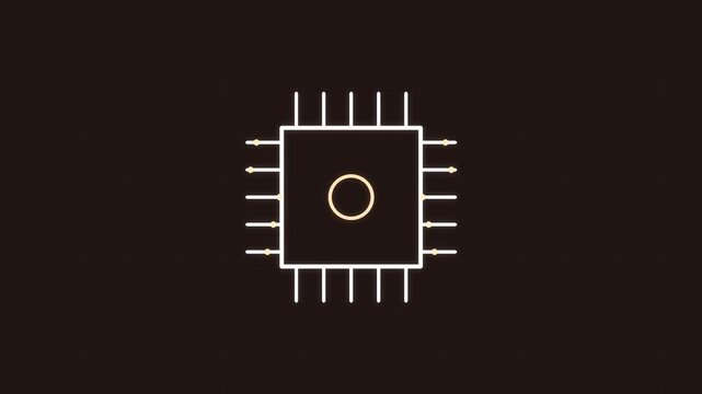 Animated minimalist microchip icon with glowing center