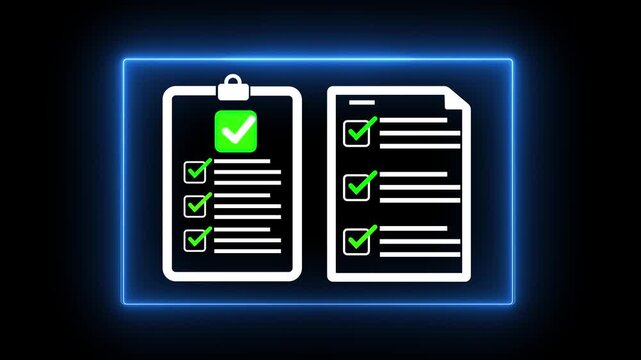 Neon blue glowing checking audit documents, focusing on financial audit, regulatory compliance, and internal audit strategies for accurate business management.