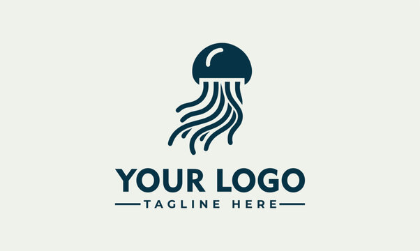 Vector jellyfish logo illustration, iconic marine creature for branding and design purposes