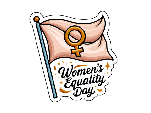 Womens equality day flag icon with female gender symbol