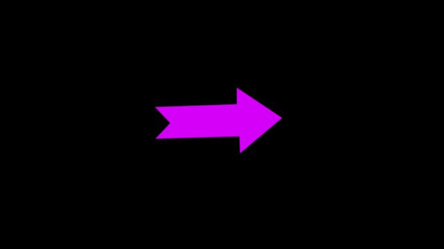 Magenta arrow pointing to the right on black background a striking colored displayed on a plain for clear visual communication icon direction navigation forward button