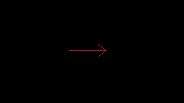 Minimalist red arrow icon animation on black background a simple pointer indicating direction on a solid direction pointer sign design vector direction pointer sign design vector
