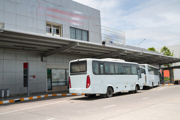 Fototapeta premium Bus stop at station in terminal