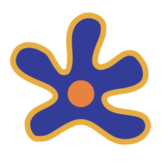 Naklejka premium Abstract colorful splash blob shape vector illustration, blue orange yellow organic design, perfect for background, badge, and modern graphic design content.
