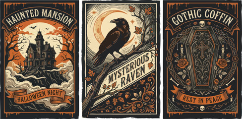 Midnight magic mysterious owl on tree branch with moon and stars mystical creature poster © MDMUKTADIR