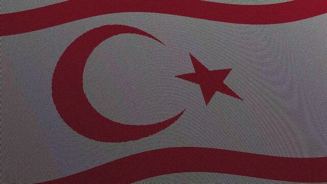 Turkish Republic of Northern Cyprus Flag Digital Particle Waving Seamless Loop Animation on Black Background