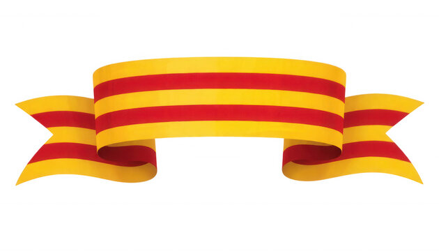 Catalan Flag Ribbon Transparent Background