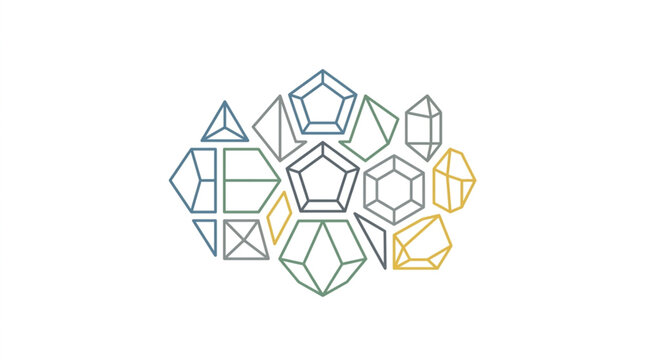 Geometric wireframe polyhedron shapes collection.