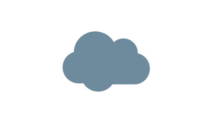 Fototapeta premium Simple flat grey cloud icon with rounded edges on a plain white background for weather reports or minimalist website interface design.