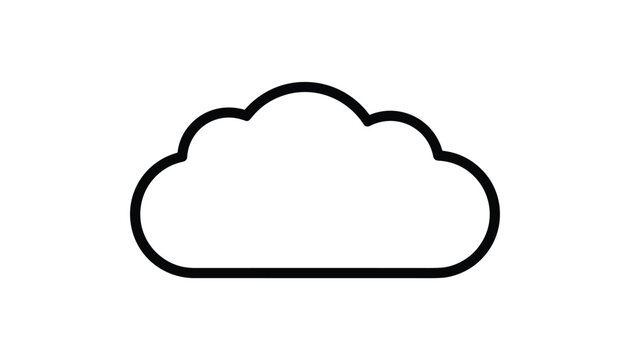 Minimalist cloud icon rendered in a bold black outline isolated on a clean white background for digital weather applications.
