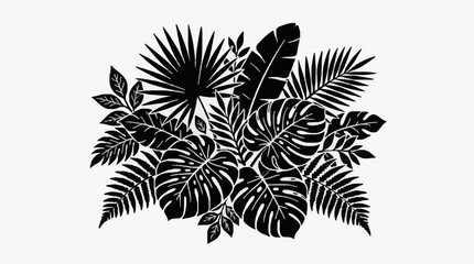 Tropical Palm Leaves Black Silhouette Illustration. © Bang