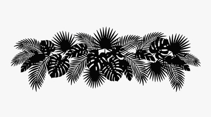 Naklejka premium Tropical palm leaves black silhouette illustration.