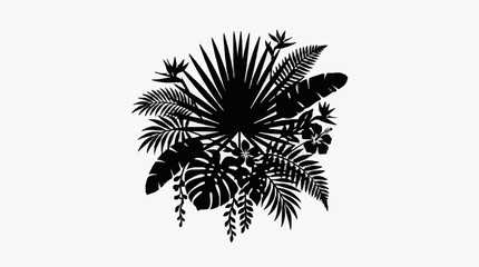 Tropical palm leaves and fern silhouette collection. © Bang