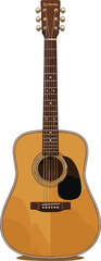 Obraz premium Classic Acoustic Wooden Guitar Icon with Detailed Strings and Fretboard isolated on White Background for Music Studio, Concert, and Audio Equipment Designs