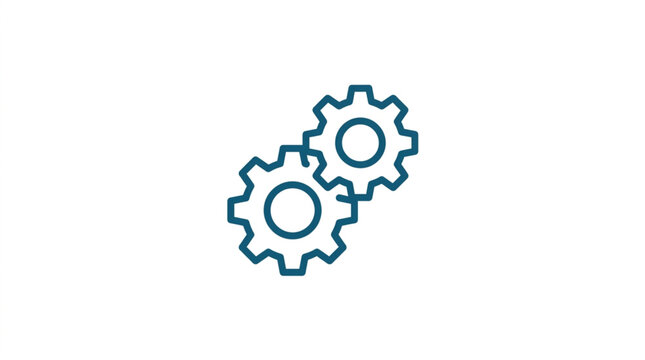 Interlocking Gear Wheels Icon for Industry and Technology.