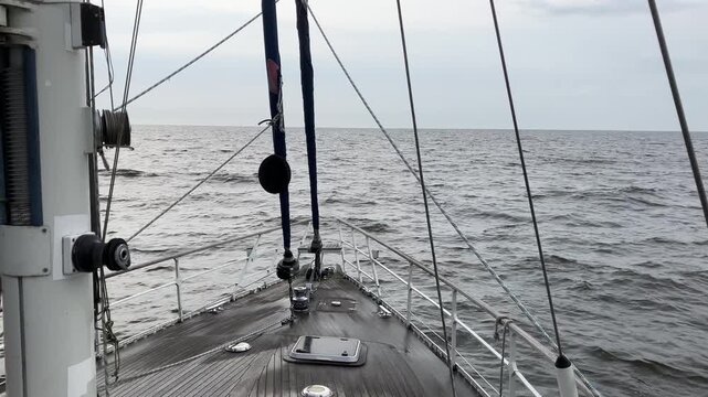 Wet Foredeck Angle With Anchor Emblem And Waves