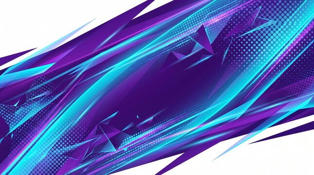 Abstract gaming background with dynamic neon cyan and purple geometric shards, futuristic sports stream overlay wallpaper