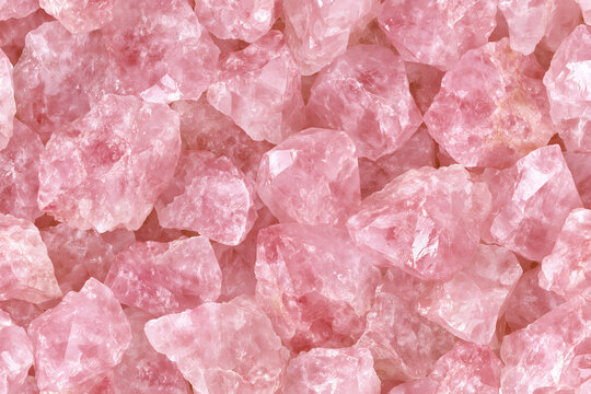 Seamless pink rose quartz crystal texture background