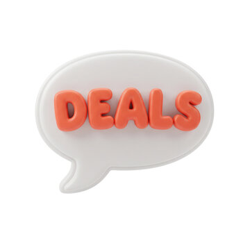 3d deals speech bubble isolated on transparent background png