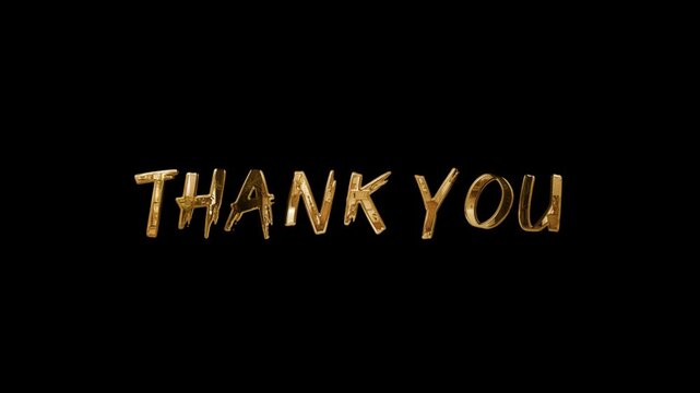 Golden textured 'THANK YOU' message on a plain black background, expressing gratitude and appreciation.