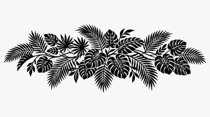 Naklejka premium Tropical Leaf Arrangement in Minimalist Black and White.