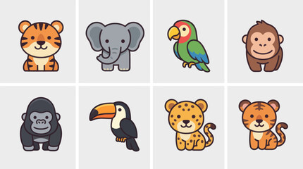Collection of cute cartoon safari animals © Yoamn