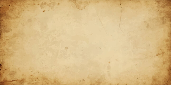 Old Vintage Grunge Paper Texture Background with Aged Parchment Surface, Antique Brown Sepia Stained Blank Page Design and Worn Retro Pattern