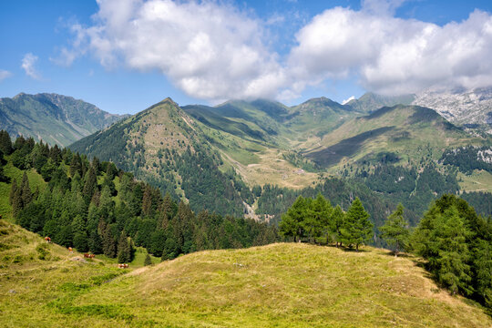 Spectacular view of the Carnic Alps. Italian alpine landscape, Friuli Venezia Giulia, Udine province, Italy.