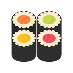 Hosomaki sushi rolls vector illustration. Flat cartoon mini maki rolls clipart set isolated on white background © bytaristudio