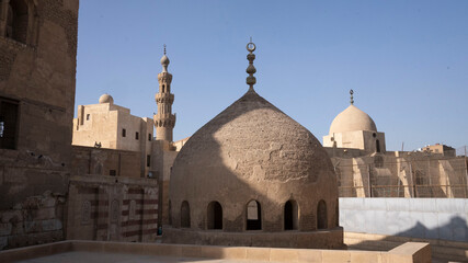 Fototapeta premium Prince Khayrbak Funerary Complex (Prince Khayrbak Mosque and Madrasa) is a remarkable Mamluk-era Islamic monument located on Bab al-Wazir Street in Historic Cairo, Egypt. 28.4.2020 